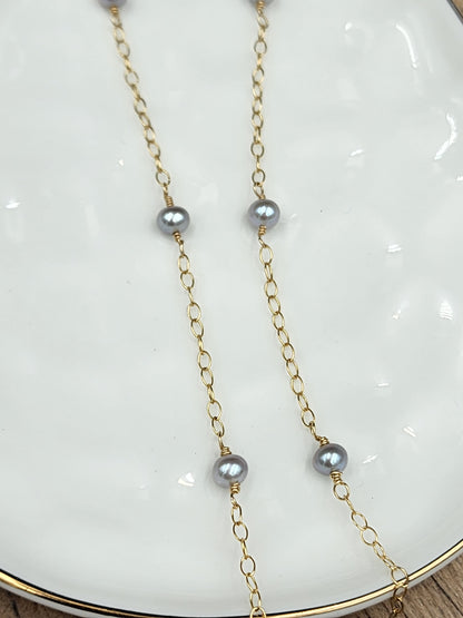 14k Gold-Filled Cultured Silver Freshwater Peal Layering Necklace