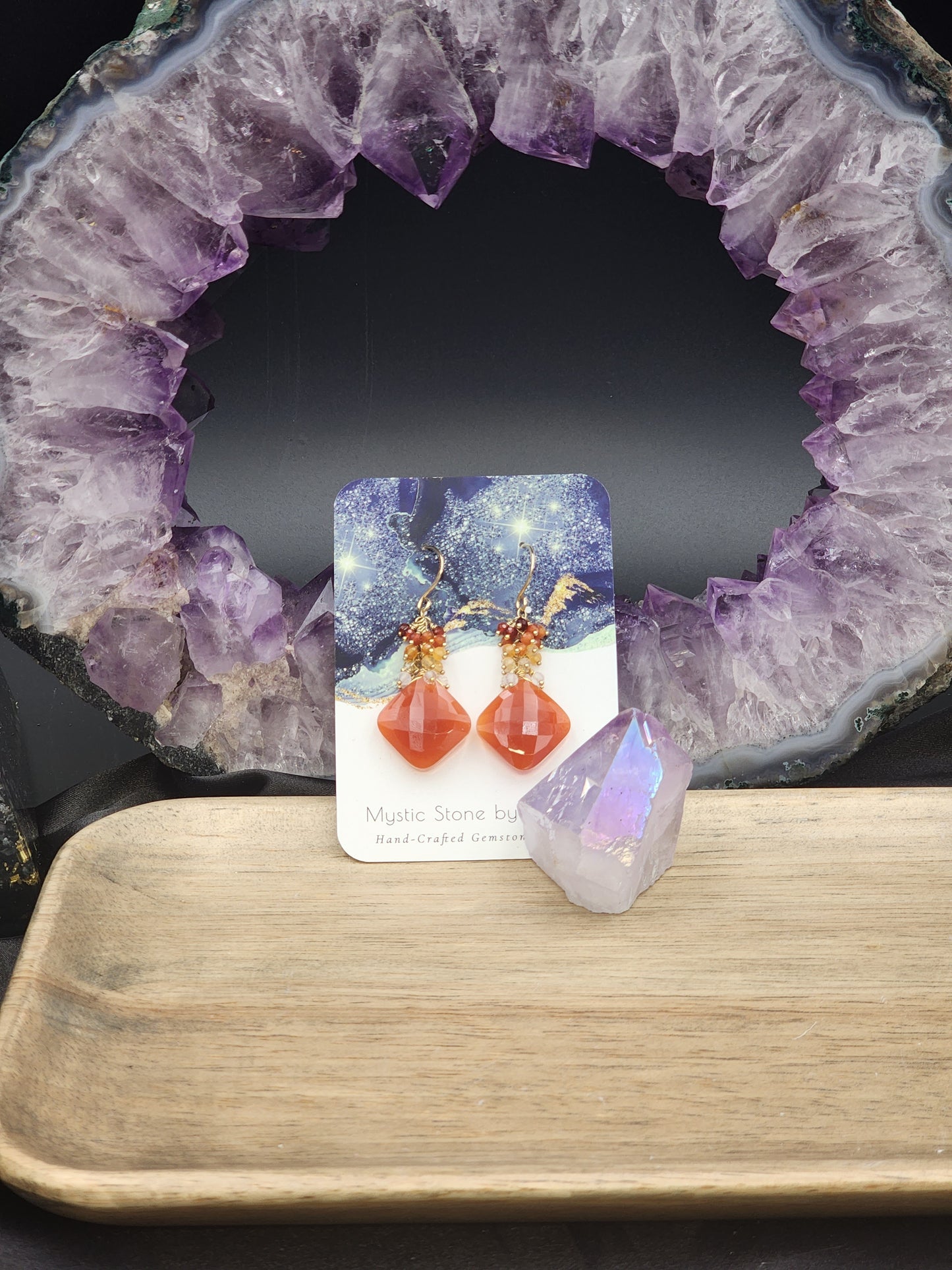 14k Gold-Filled Carnelian & Mexican Fire Opal Earrings