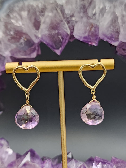 14k Gold-Filled Pink Amethyst Post Earrings