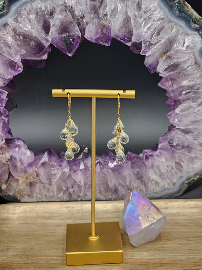 14k Gold-Filled Green & Lavender Amethyst Leaver Back Earrings