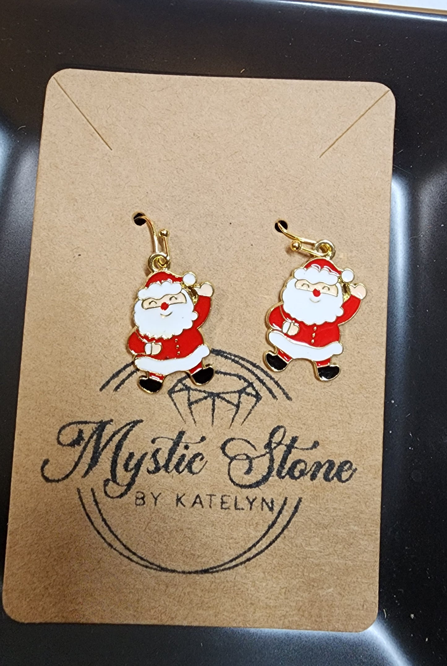 Gold plated Santa clause charm style earrings | fun cartoon earrings, Christmas, enamel, hypoallergenic, nickel free, cute earrings