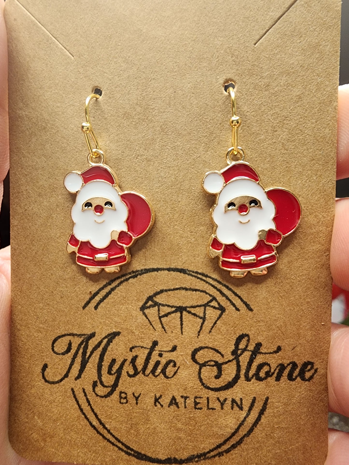 Gold plated Santa clause charm style earrings | fun cartoon earrings, Christmas, enamel, hypoallergenic, nickel free, cute earrings