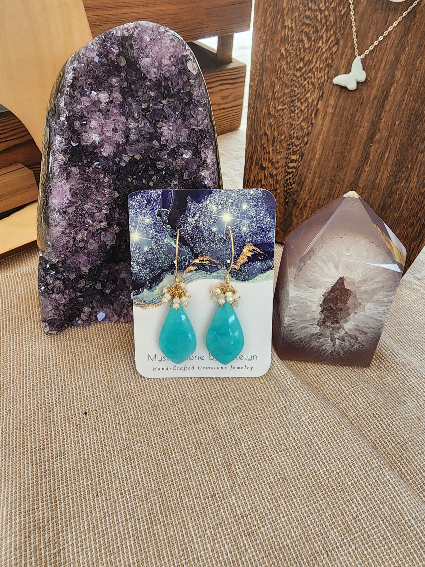 14k Gold-Filled Peruvian Amazonite & Silverite Gemstone Earrings