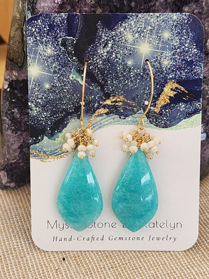 14k Gold-Filled Peruvian Amazonite & Silverite Gemstone Earrings