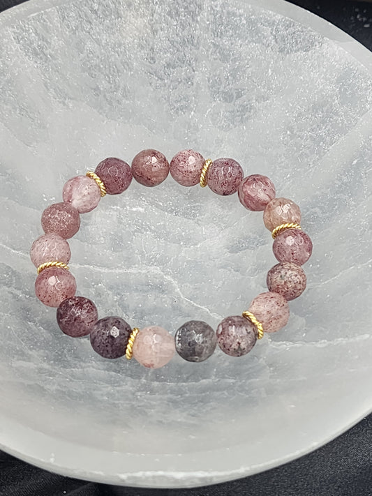 Strawberry Quartz Gemstone Stretch Bracelet