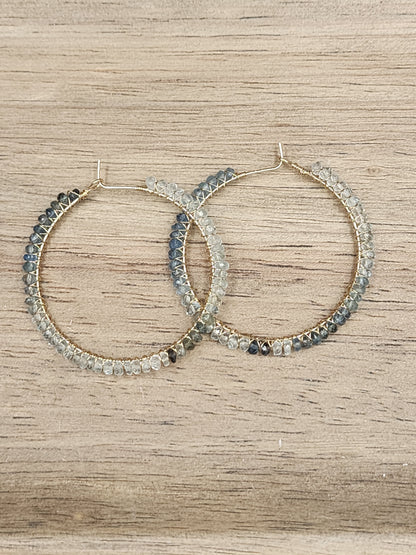 14k Gold-Filled Shaded Aquamarine 50mm Gemstone Hoop Earrings