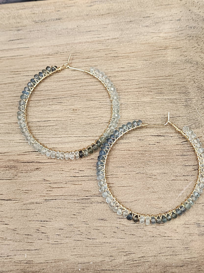 14k Gold-Filled Shaded Aquamarine 50mm Gemstone Hoop Earrings