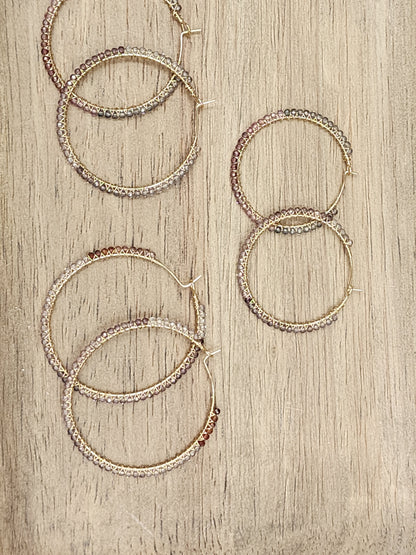 14k Gold-Filled Multi Spinel Gemstone Hoop Earrings, available in 3 sizes (40mm, 45mm, and 50mm)