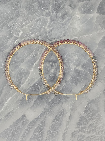 14k Gold-Filled Multi Spinel Gemstone Hoop Earrings, available in 3 sizes (40mm, 45mm, and 50mm)