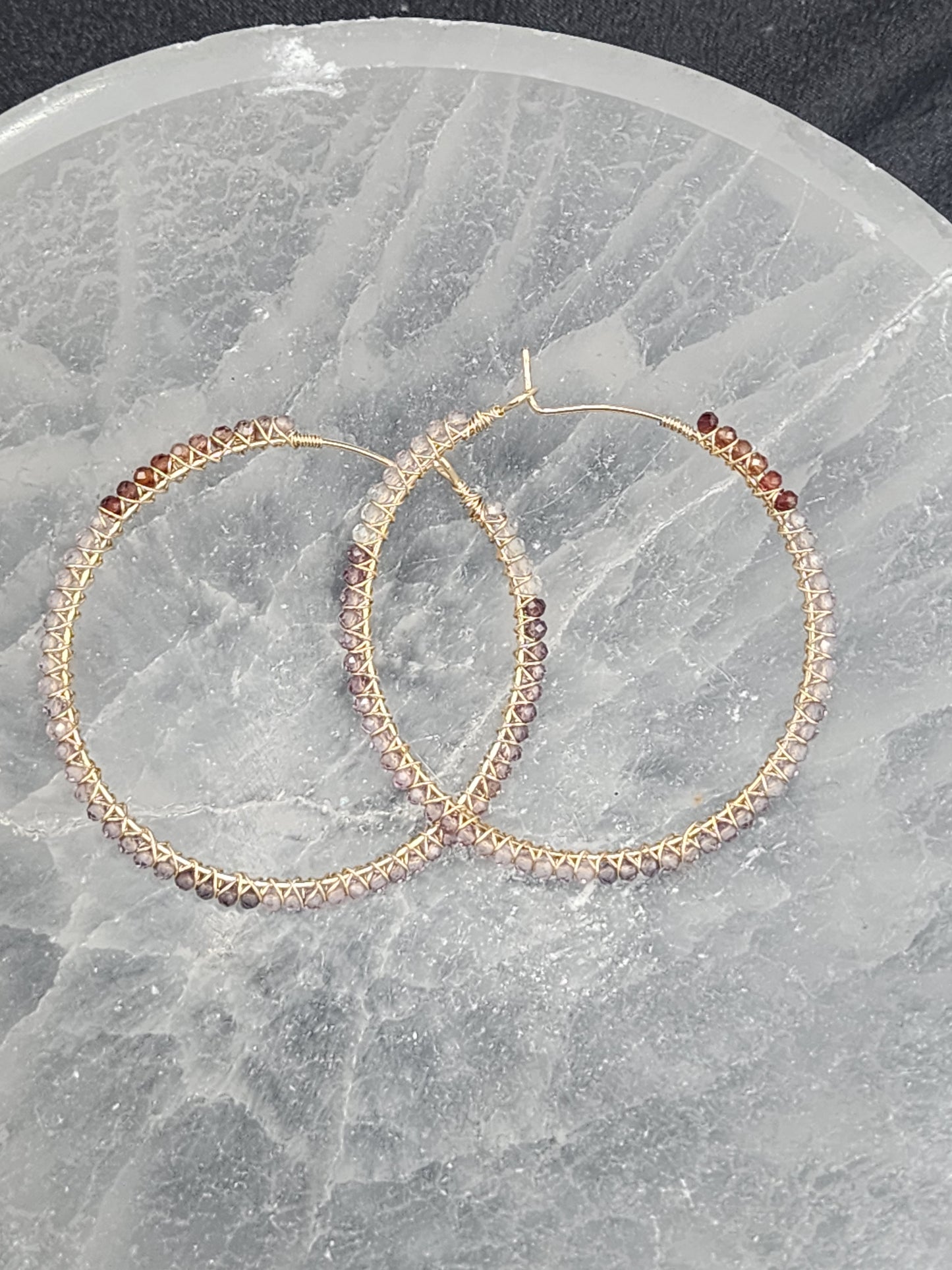 14k Gold-Filled Multi Spinel Gemstone Hoop Earrings, available in 3 sizes (40mm, 45mm, and 50mm)