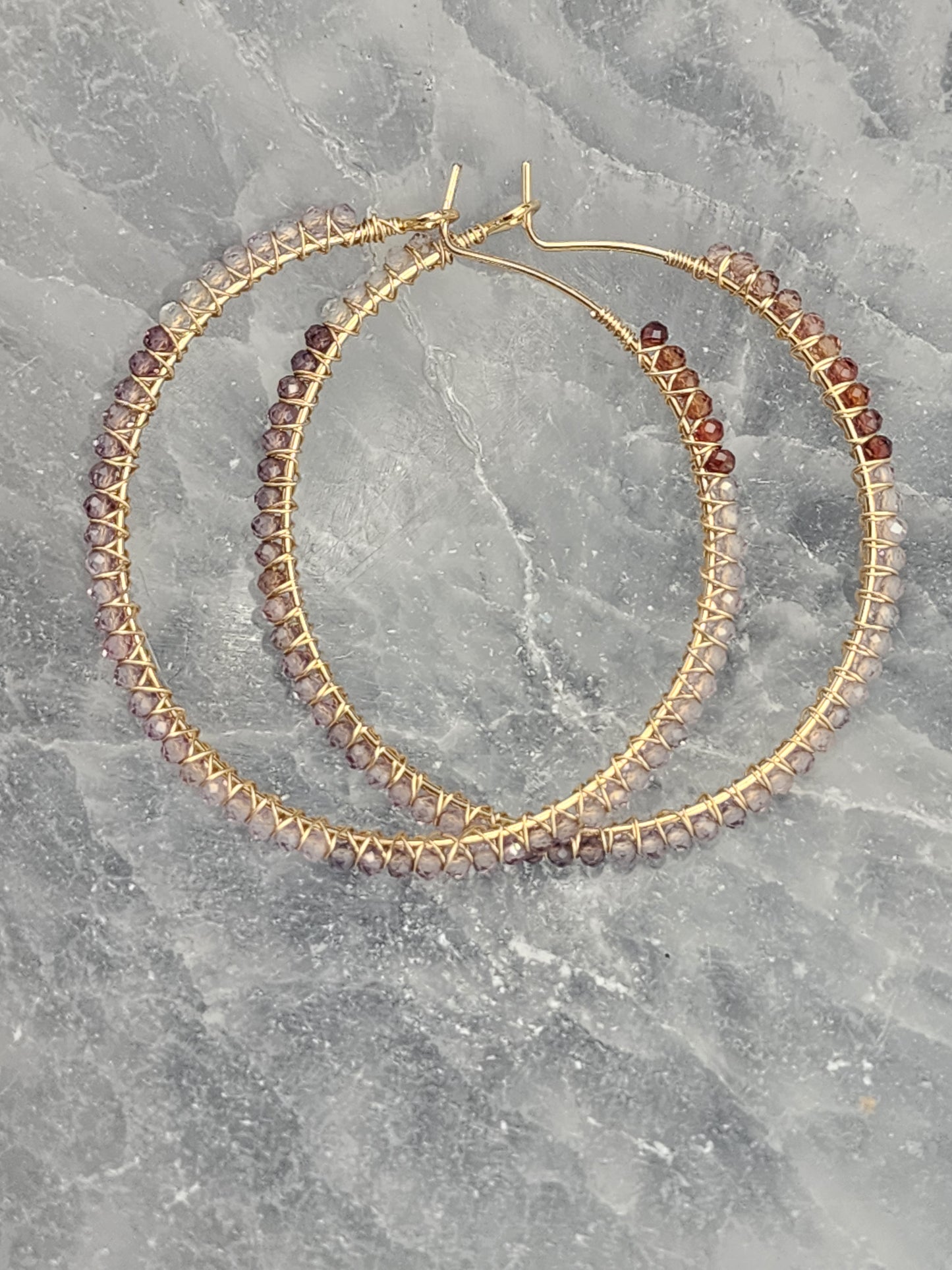 14k Gold-Filled Multi Spinel Gemstone Hoop Earrings, available in 3 sizes (40mm, 45mm, and 50mm)