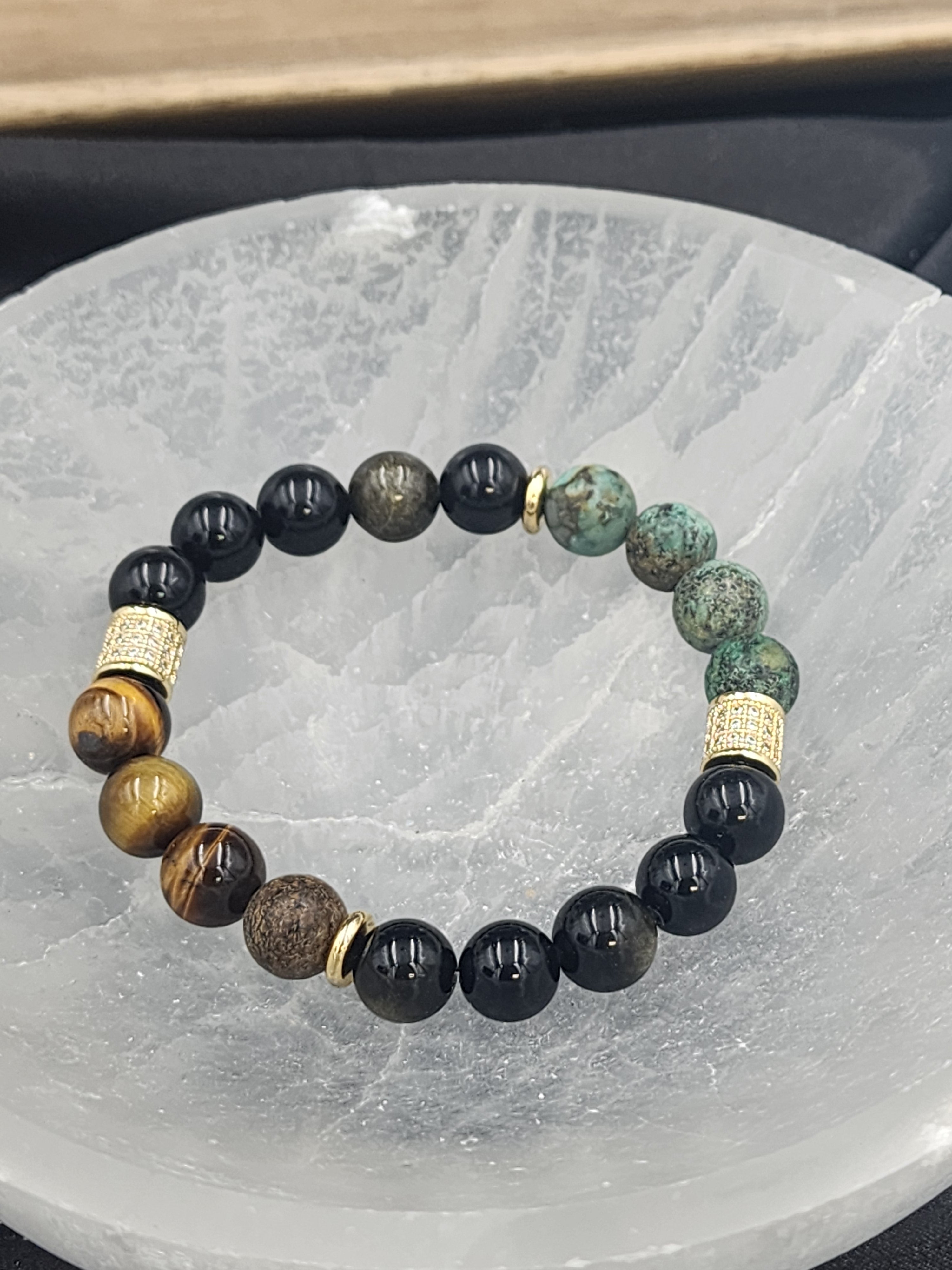 Tigerseye and selling matte golden obsidian bracelet