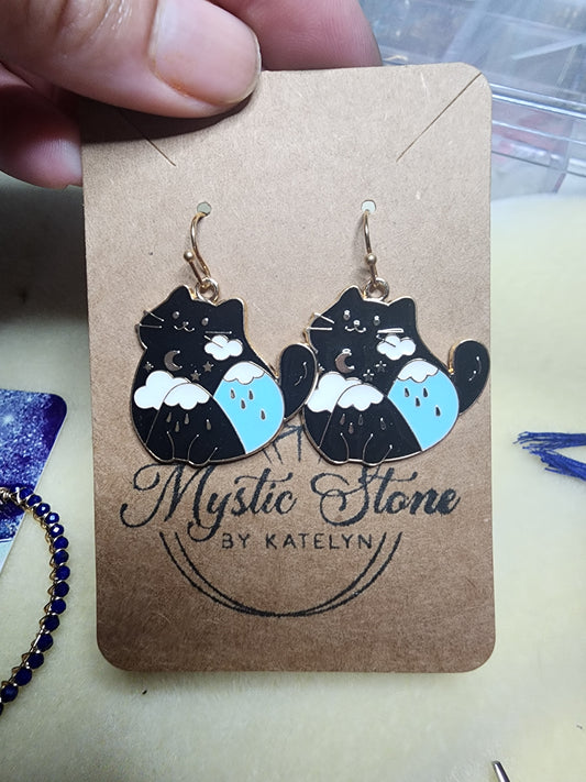 Gold plated cat charm style earrings