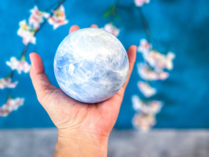 Blue Calcite crystal Sphere