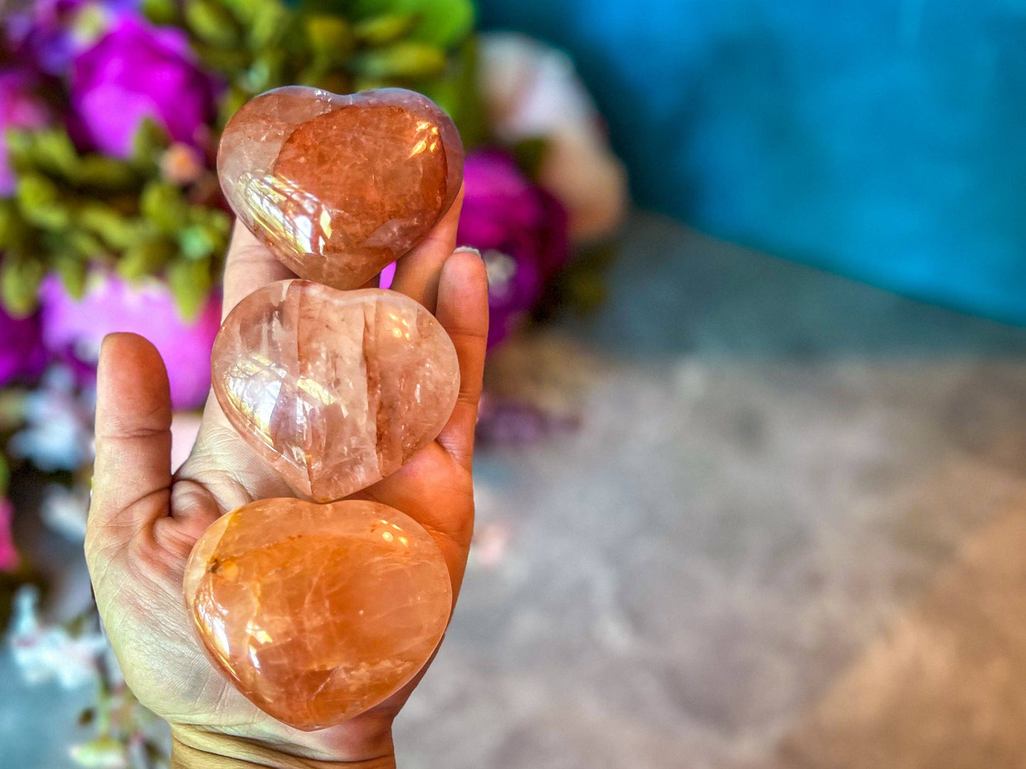 Red Hematoid Quartz Crystal Heart