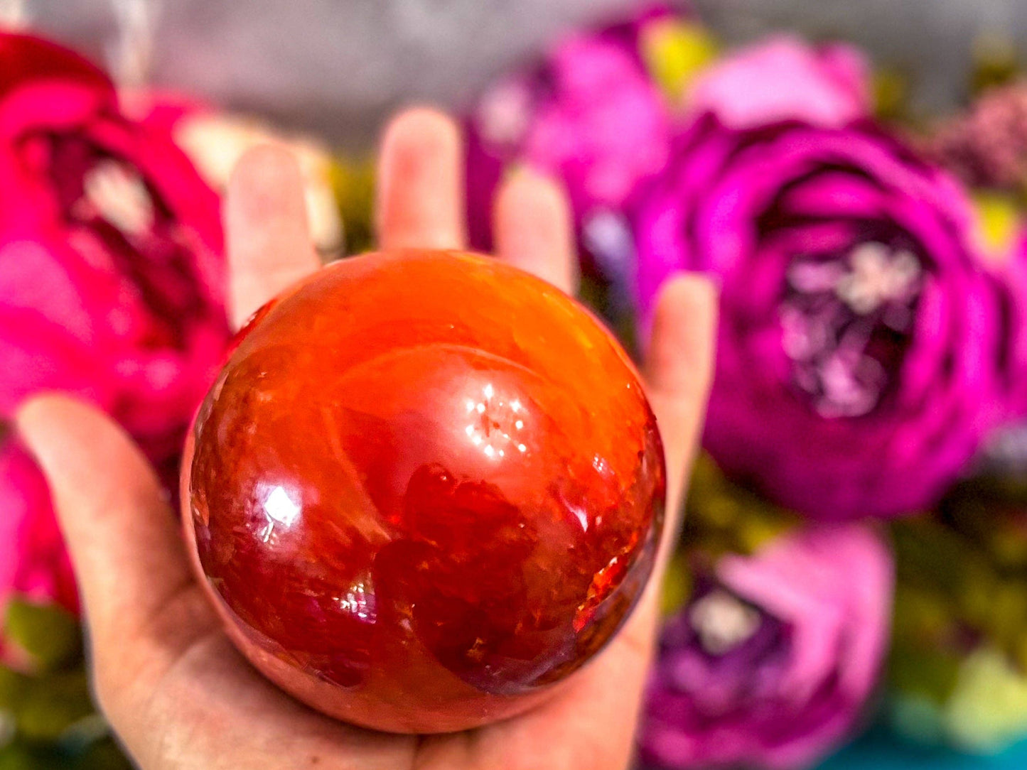 Carnelian Crystal Sphere, Ethically Sourced Crystal