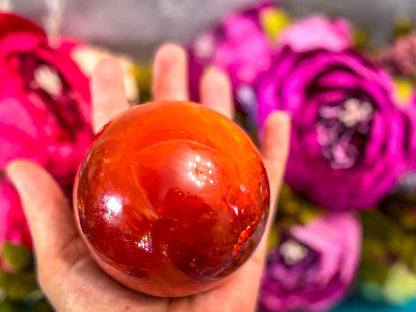 Carnelian Crystal Sphere, Ethically Sourced Crystal