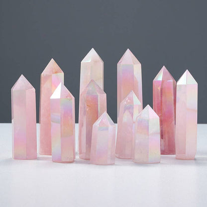 Aura Rose Quartz Crystal Tower Point – Love