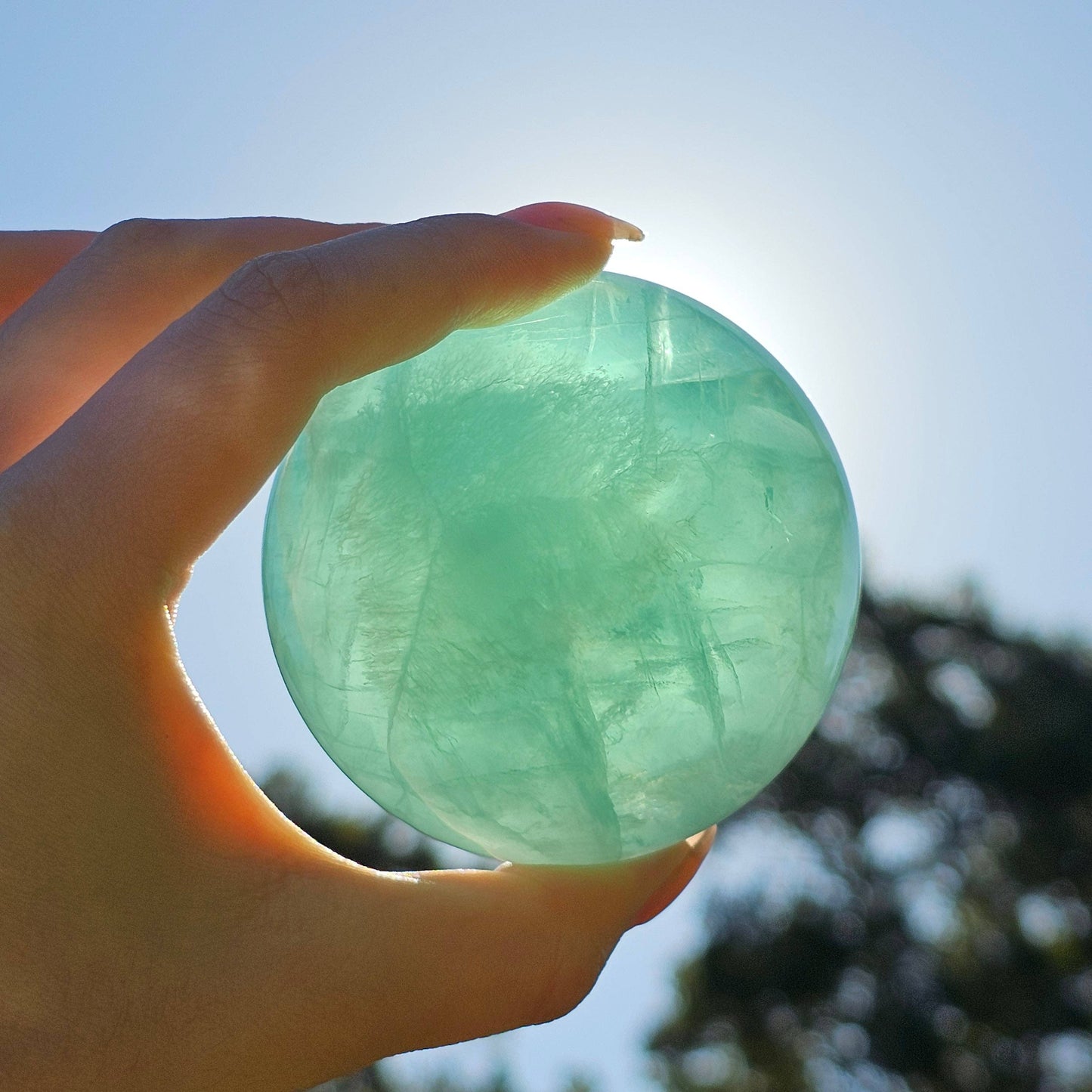 Green Fluorite Sphere - Calming Crystal Ball for Clarity, Focus, and Healing Energy