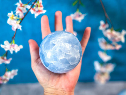 Blue Calcite crystal Sphere