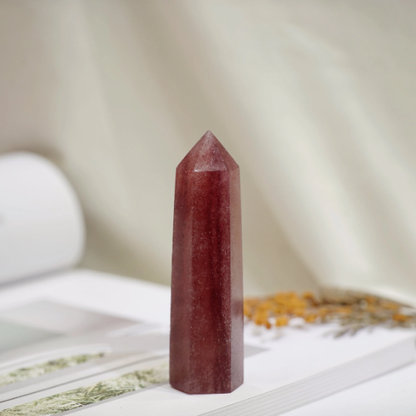 Strawberry Quartz Crystal Tower Point Generator