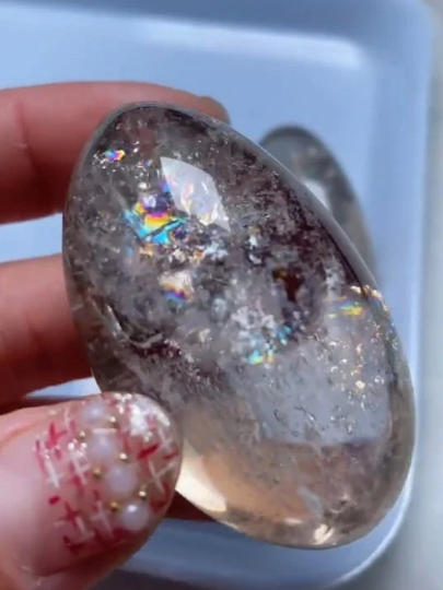 Rare Smoky Azeztulite Quartz Tumble with Rainbow - Connect with the Universe for Spiritual Growth