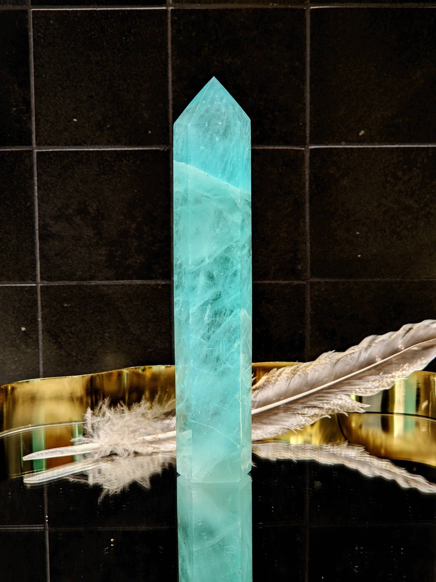 Large Green Fluorite Tower - Healing Crystal, Growth, Balance, Meditation