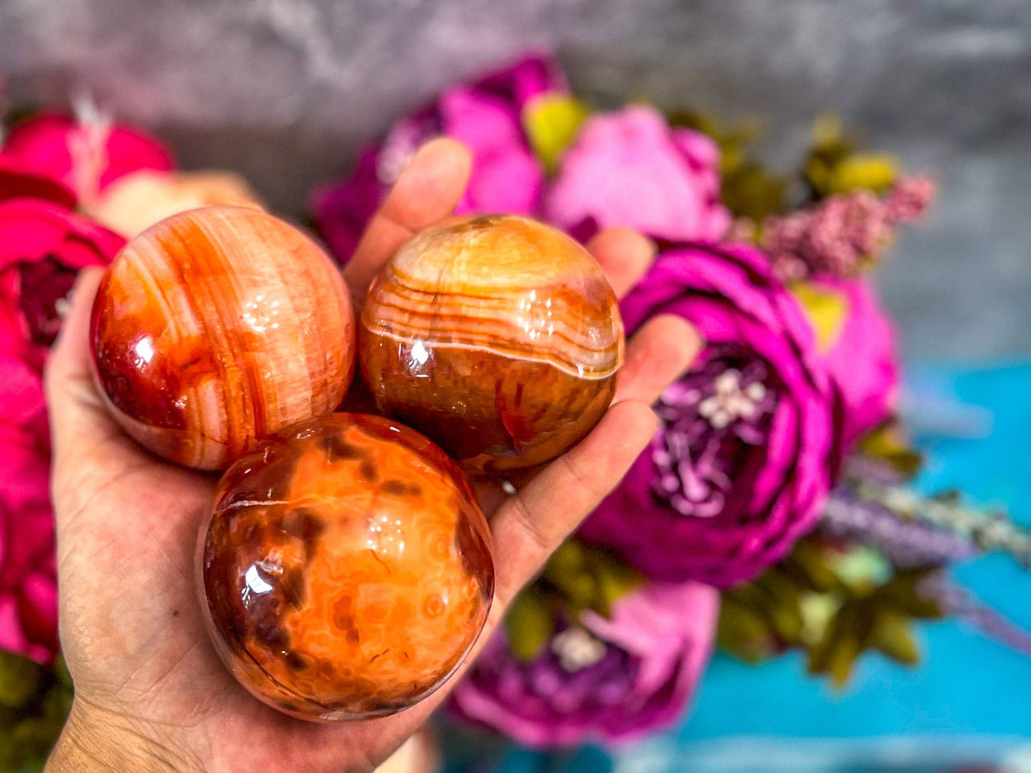 Carnelian Crystal Sphere, Ethically Sourced Crystal