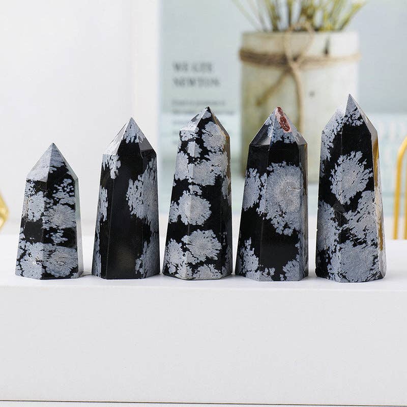 Snowflake Obsidian Tower Point - Healing Crystal, Grounding, Protection, Meditation