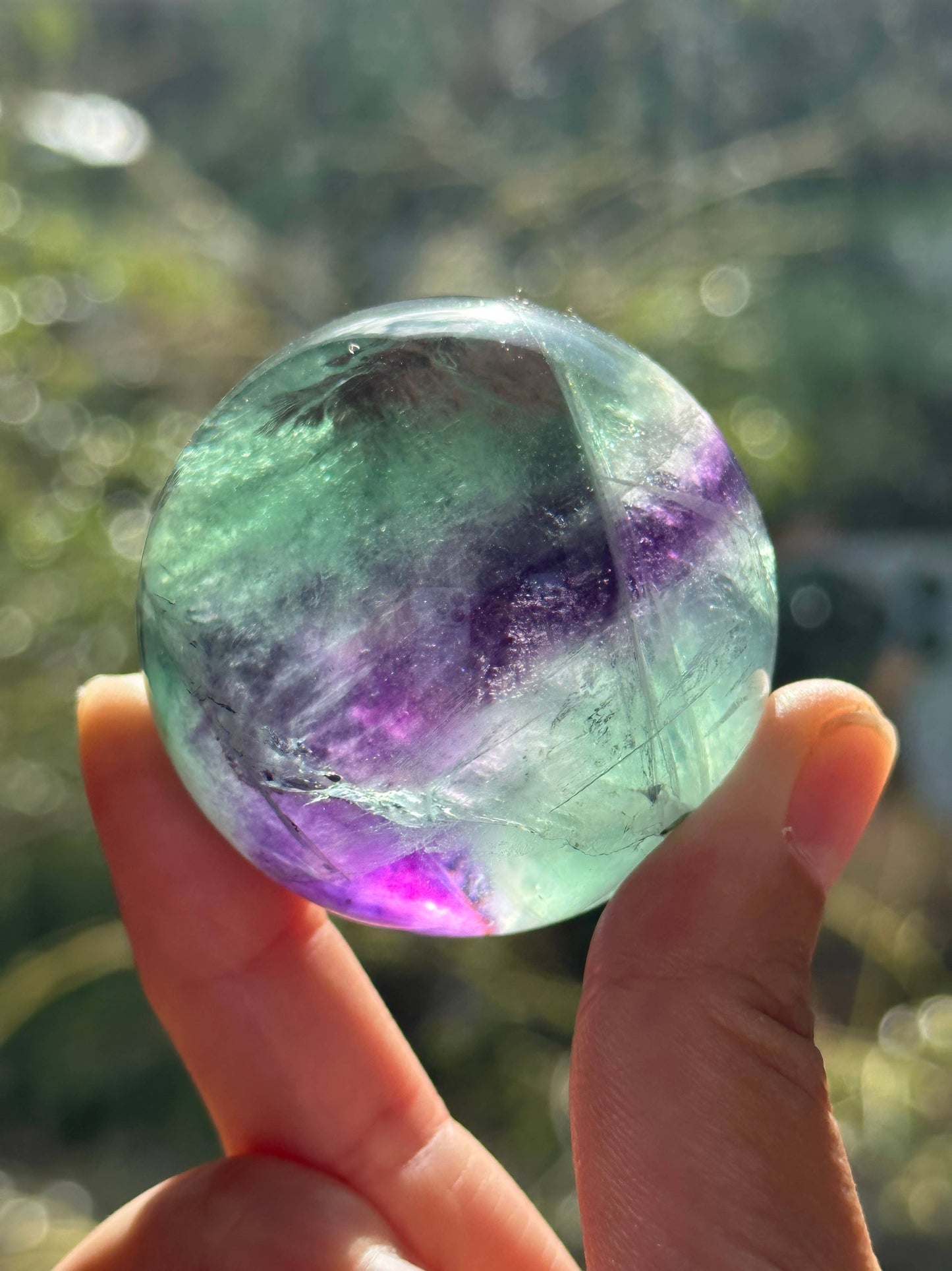 Natural Watermelon Fluorite Crystal Sphere - Healing Stone