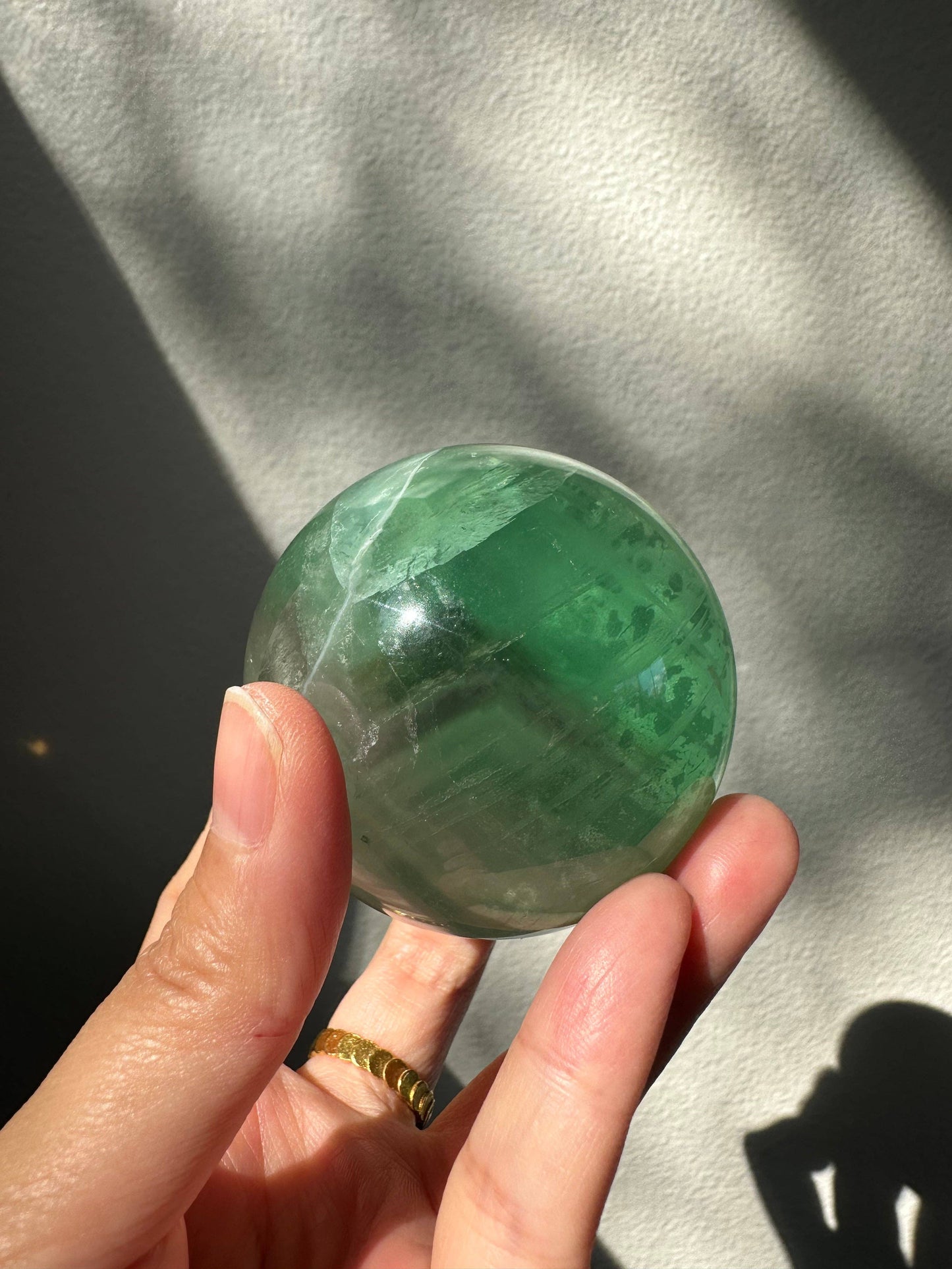 Green Fluorite Sphere - Calming Crystal Ball for Clarity, Focus, and Healing Energy