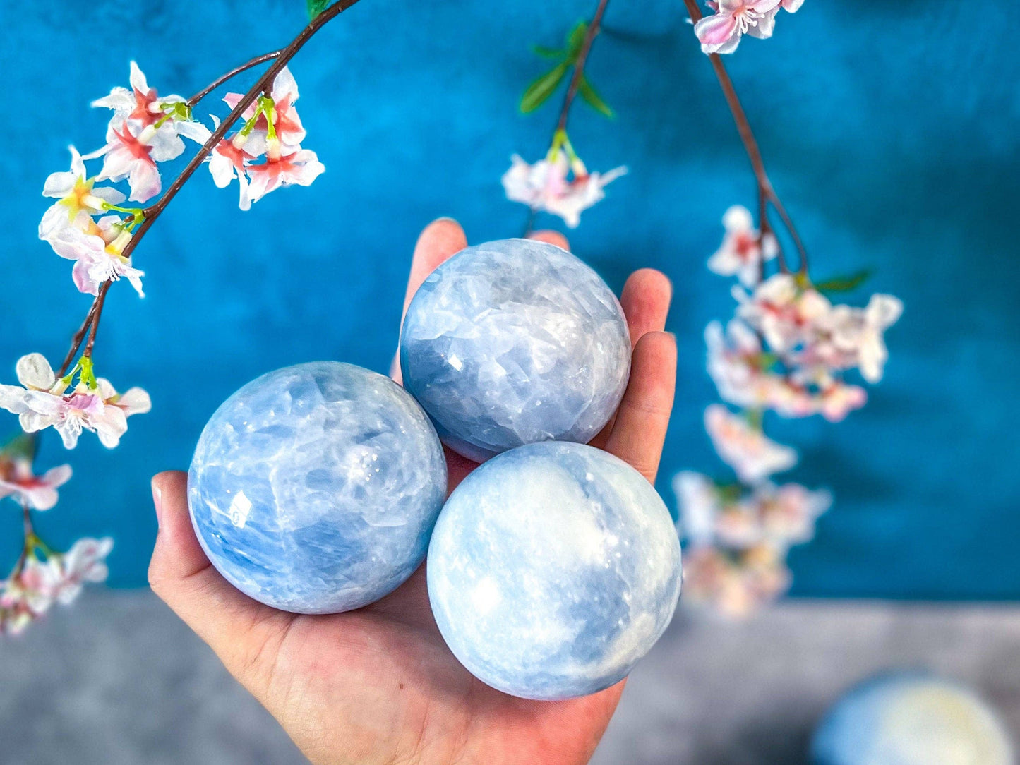 Blue Calcite crystal Sphere