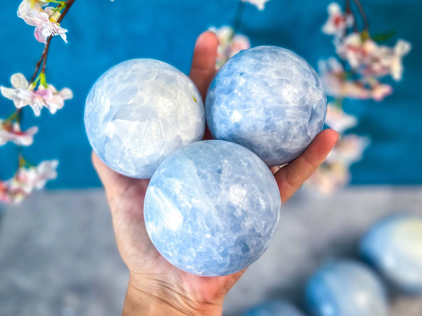 Blue Calcite crystal Sphere