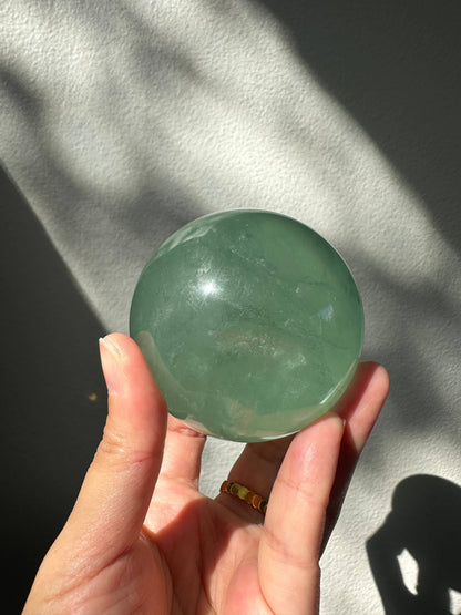 Green Fluorite Sphere - Calming Crystal Ball for Clarity, Focus, and Healing Energy