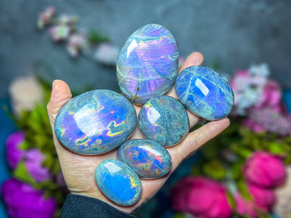 Ethically Sourced Purple Labradorite Crystal Palmstones