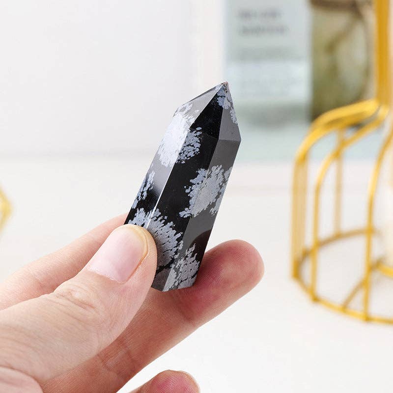 Snowflake Obsidian Tower Point - Healing Crystal, Grounding, Protection, Meditation