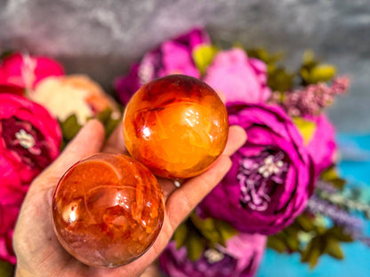 Carnelian Crystal Sphere, Ethically Sourced Crystal