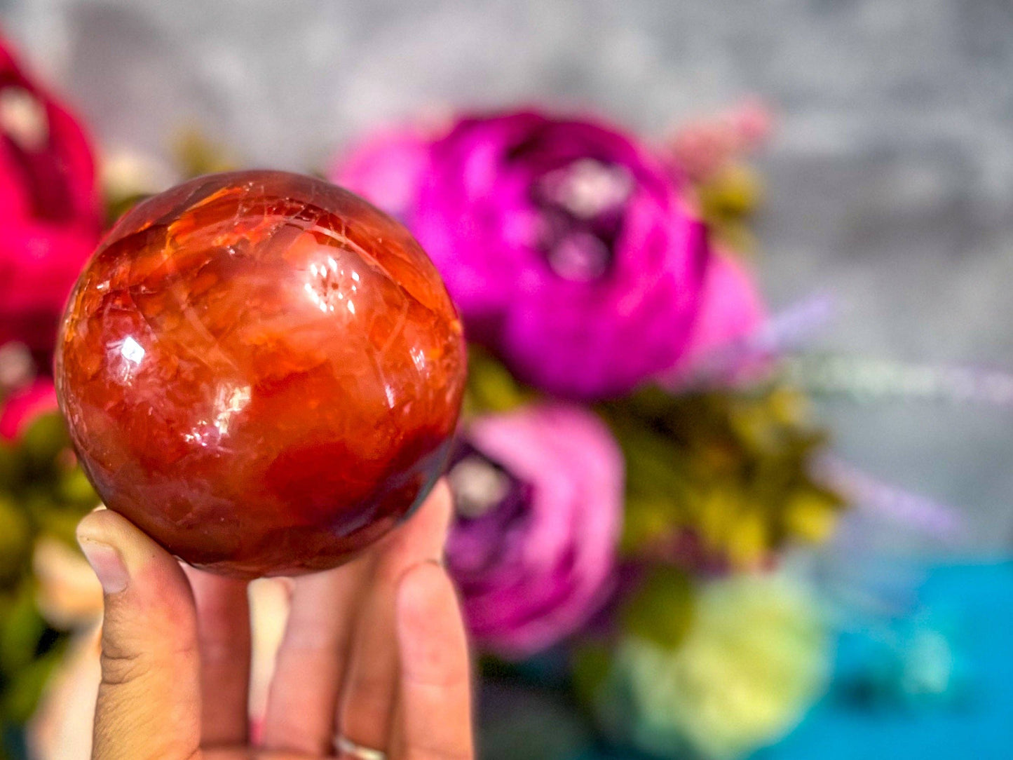 Carnelian Crystal Sphere, Ethically Sourced Crystal