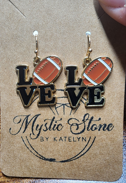 Gold Plated Love Football Charm Style Earrings