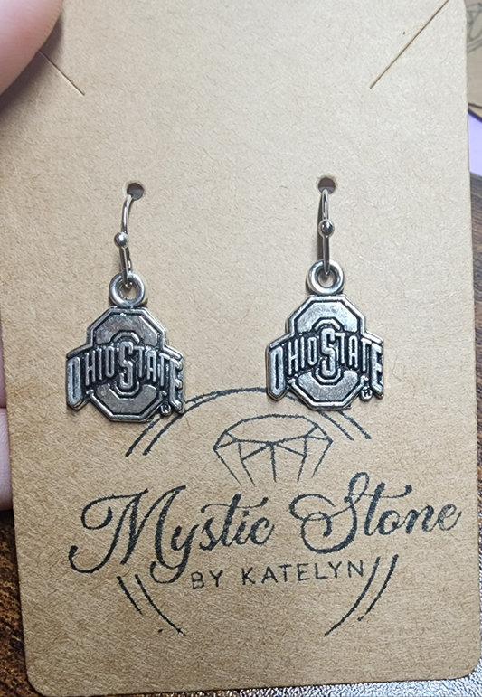 Silver Plated Ohio State Charm Style Earrings