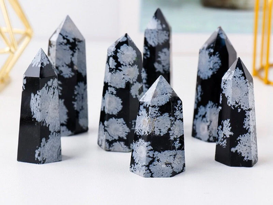 Snowflake Obsidian Tower Point - Healing Crystal, Grounding, Protection, Meditation