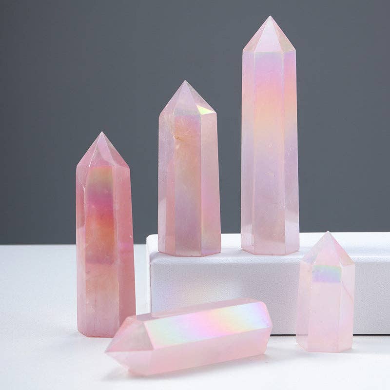 Aura Rose Quartz Crystal Tower Point – Love