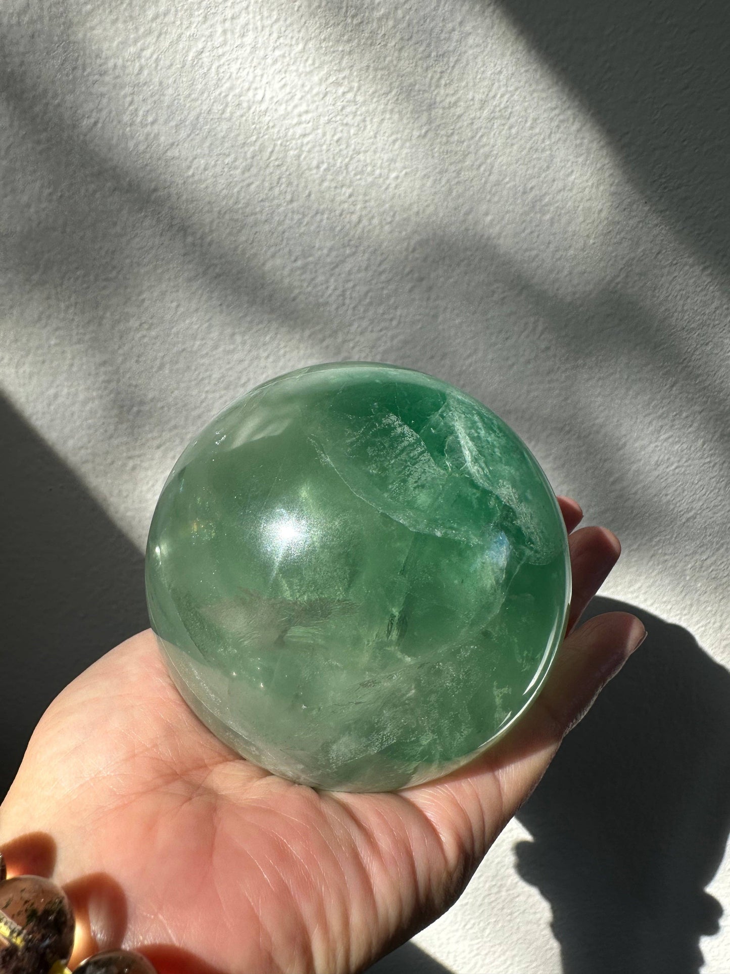 Green Fluorite Sphere - Calming Crystal Ball for Clarity, Focus, and Healing Energy