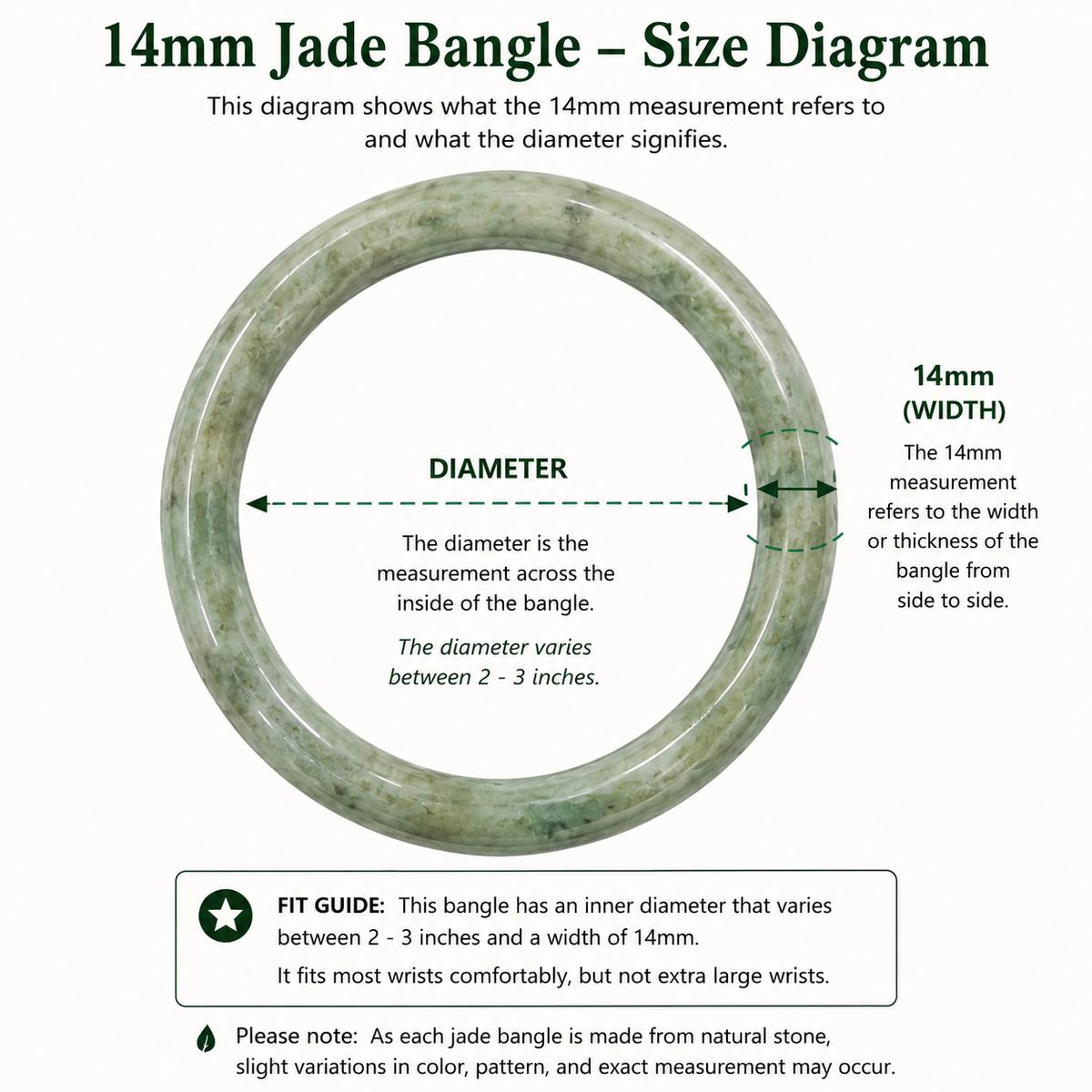 Bracelet - Burmese Jade Bangle, 14mm