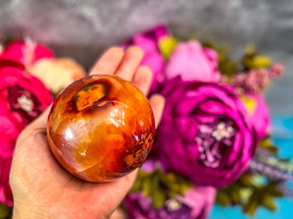 Carnelian Crystal Sphere, Ethically Sourced Crystal