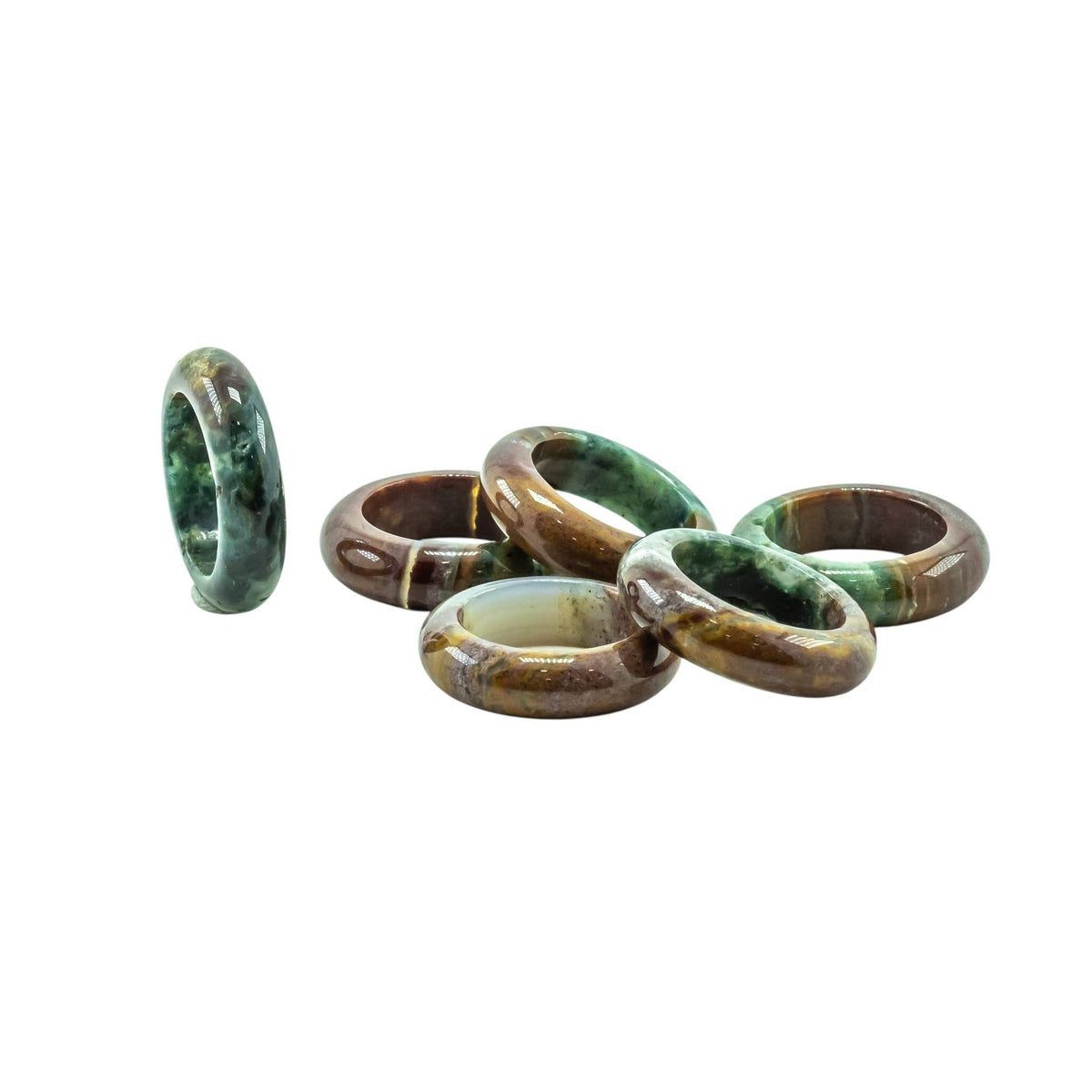 Ocean Jasper Gemstone Band Ring Assorted Sizes Lot of10 Pcs