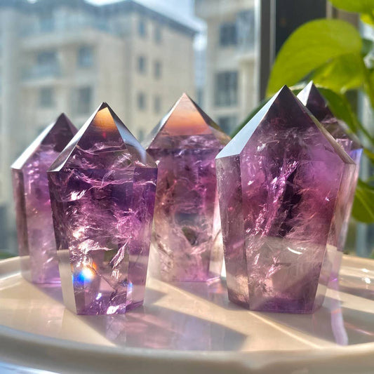 AAAA Grade Brazilian Natural Amethyst Tower Point Generator