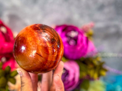 Carnelian Crystal Sphere, Ethically Sourced Crystal