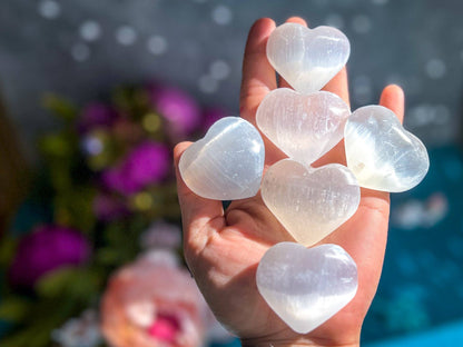 4 CM Sweet Selenite /  Satin Spar Heart