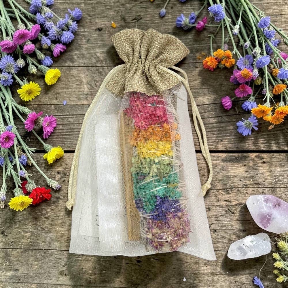 Sage Bundle - Chakra sage with Palo Santo & Raw Selenite Stick Bundle